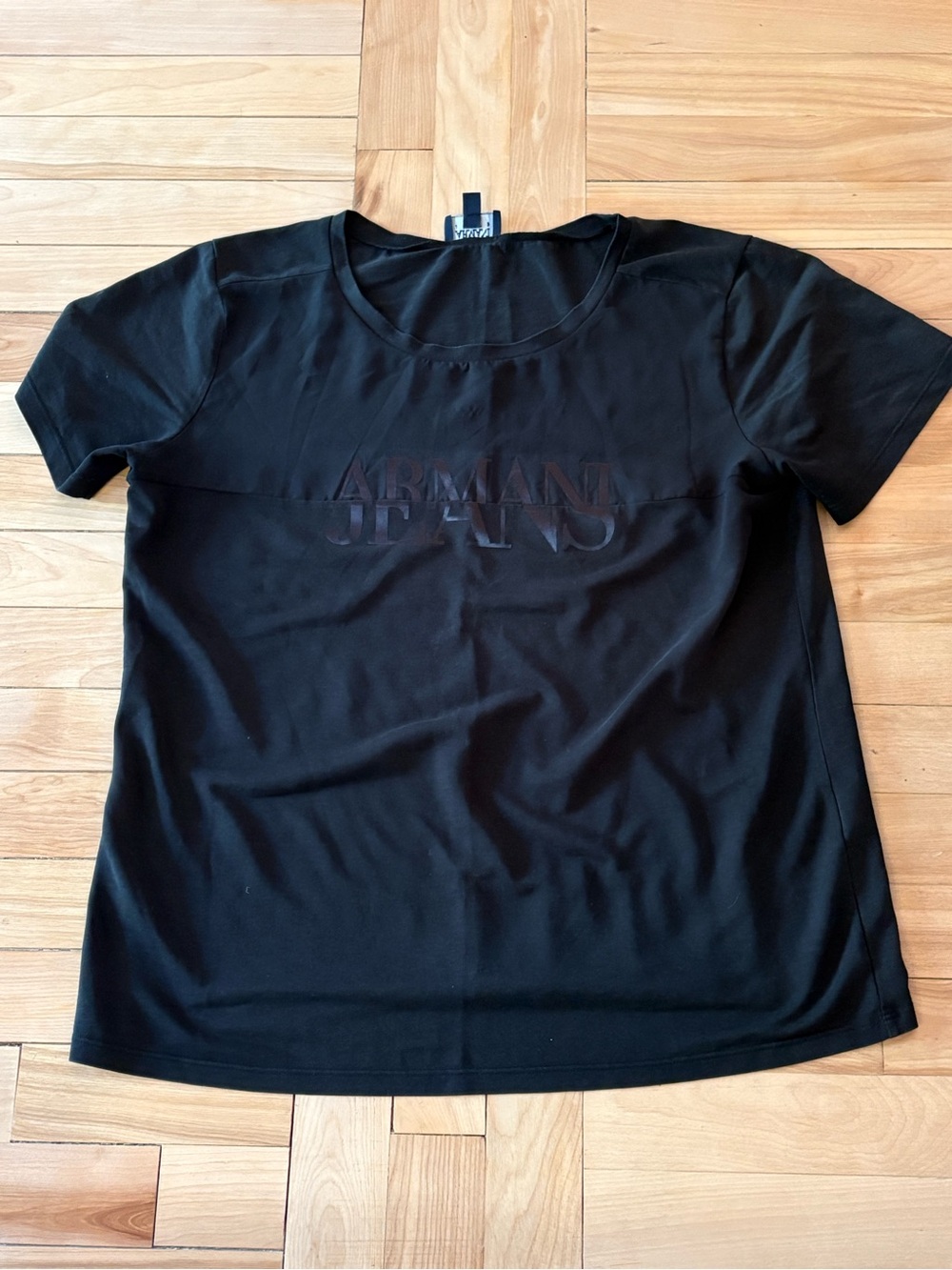 Armani Jeans Black Short Sleeve Tee with Tonal Logo
